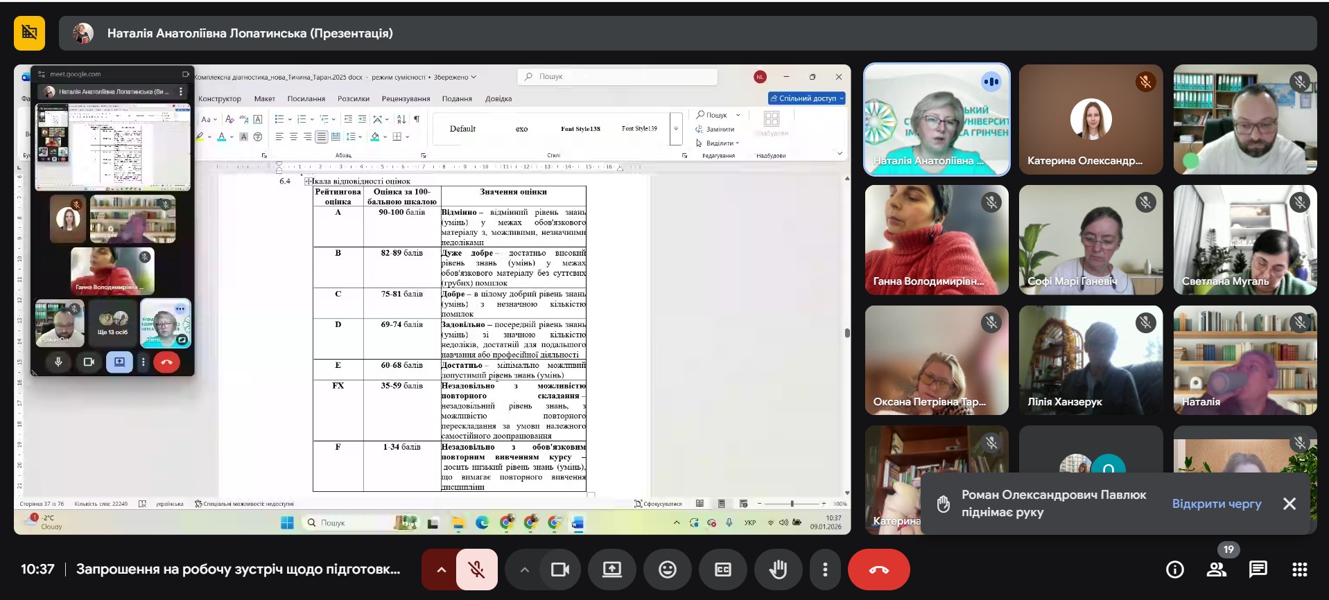 09.01.2026 скріншот екрану навчально методичної наради