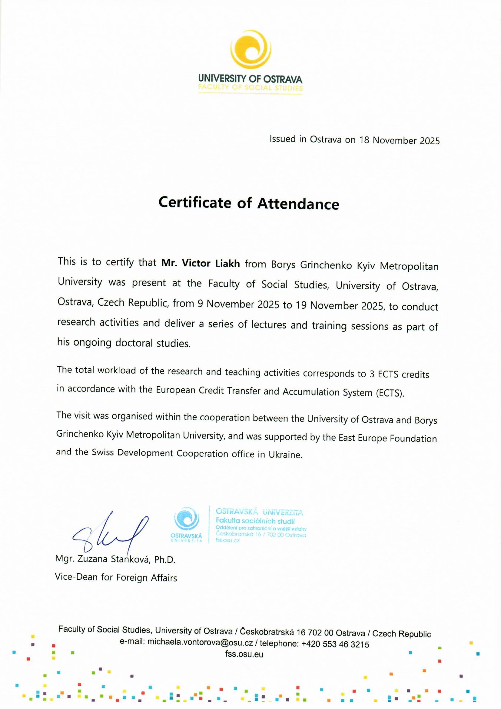 9 19.11.25 Сертифікат В. Лях про участь в міжнародній мобільності